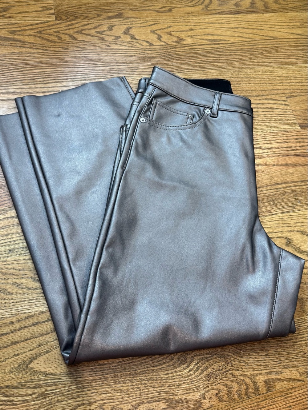 Express Metallic Silver Cropped Faux Leather Pants